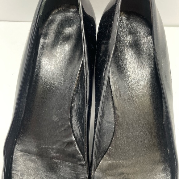 Prada Square Toe Low Heel Black Patent Leather Women Shoe Size 40 Us 10 - Picture 7 of 10